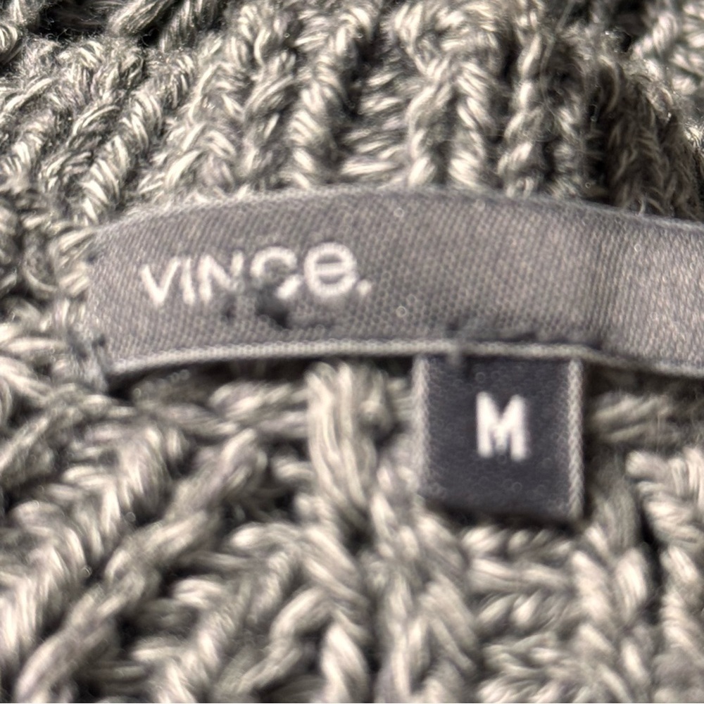 Vince Grey Knit Button Front Cotton Blend Cardigan Size Medium - Picture 11 of 13
